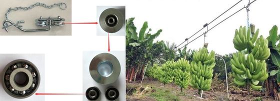 Pulegge del rullo del carrello dell'azienda agricola della banana dell'argento dello zinco del rullo della teleferica della banana del ferro