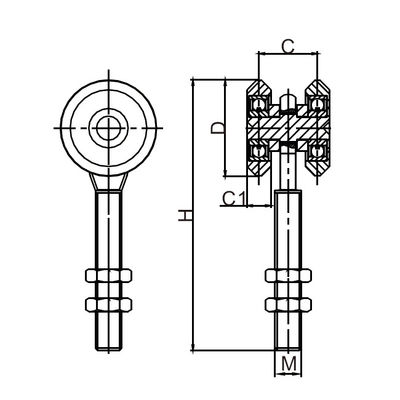 rullo del gancio del portone di scivolamento di 25mm di 0,98&quot; con i cuscinetti due ruote