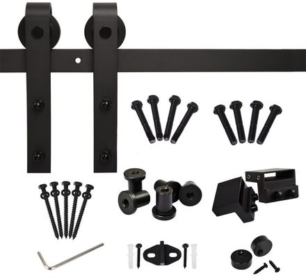 pista di Bent Strap Barn Door Hardware Kit Sliding Gate Rollers And del nero 80kg-100kg