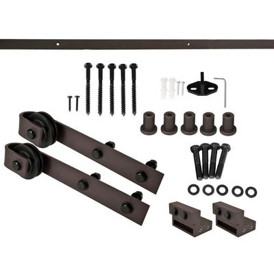pista di Bent Strap Barn Door Hardware Kit Sliding Gate Rollers And del nero 80kg-100kg