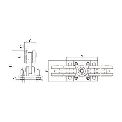 Ruote a mensola elettriche del corredo 10 del portone di scivolamento per 80x80 il piatto regolabile del rullo del trasporto della ferrovia 68mm