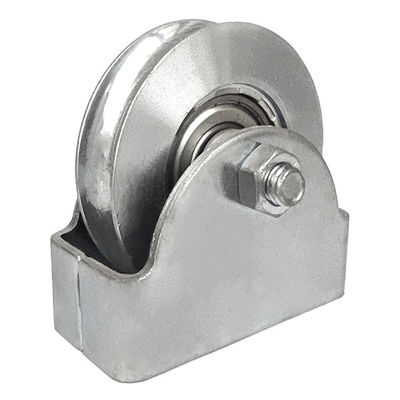 Cuscinetto della scanalatura di U il singolo ha galvanizzato la ruota d'acciaio del portone di scivolamento con la scatola rotonda esteriore di sostegno