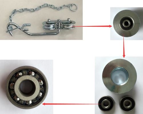 Sistema bianco dei rulli della teleferica della banana dello zinco con cuscinetto a sfera resistente a catena D64mm