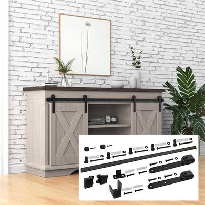 6 Ft di acciaio solido Mini Barn Door Hardware Kit per le porte di legno della doppia mobilia